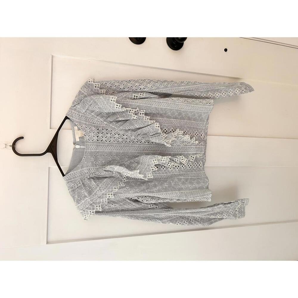 H&M Blue and White Striped Lace Top NWOT size 6